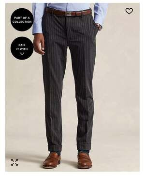 Polo Ralph Lauren Performance Twill Trousers grey light Grey pinstripe 40x30 new